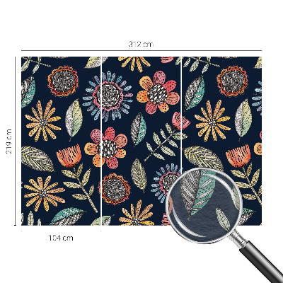 Vlies-Fototapete fürs Wohnzimmer mit Blumenmosaik