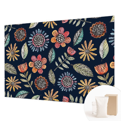 Vlies-Fototapete fürs Wohnzimmer mit Blumenmosaik