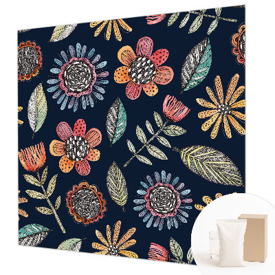 Vlies-Fototapete fürs Wohnzimmer mit Blumenmosaik