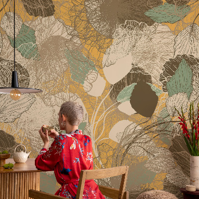 Vliestapete fürs Wohnzimmer mit pflanzlichem Motiv