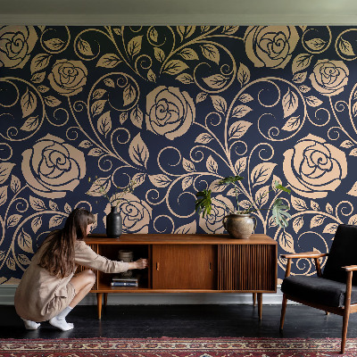 Moderne Vlies-Fototapete mit romantischem Blumenmotiv