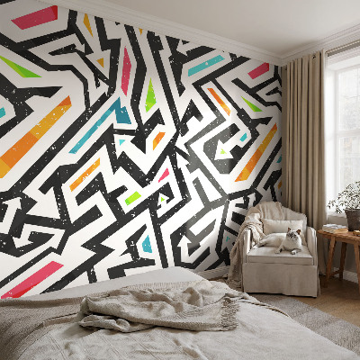 Fototapete fürs Wohnzimmer mit einem abstrakten Mosaikmotiv