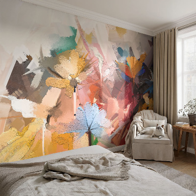 Fototapete fürs Wohnzimmer mit einem floralen, abstrakten Motiv