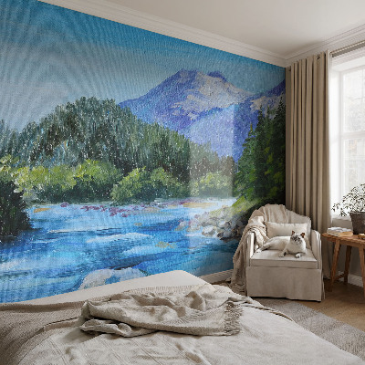 Vlies-Fototapete fürs Kinderzimmer mit einer freundlichen Berglandschaft