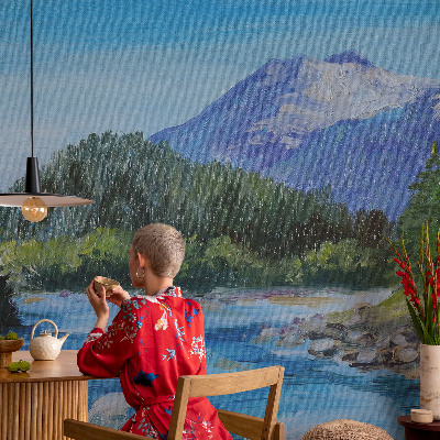 Vlies-Fototapete fürs Kinderzimmer mit einer freundlichen Berglandschaft