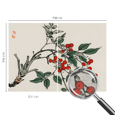 Moderne Vlies-Fototapete mit einem Zweig voller Beeren