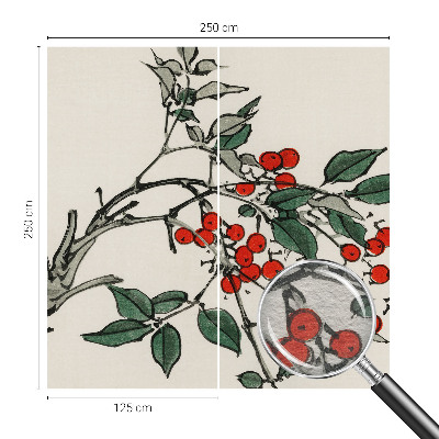 Moderne Vlies-Fototapete mit einem Zweig voller Beeren