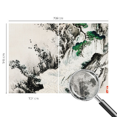 Wand-Fototapete mit Motiv eines Wasserfalls in natürlicher Landschaft