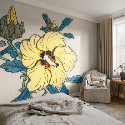 Fototapete nach Maß mit gelber Blumenillustration