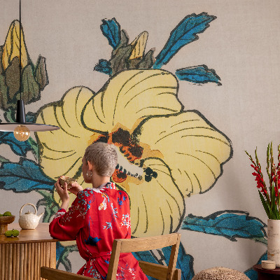 Fototapete nach Maß mit gelber Blumenillustration