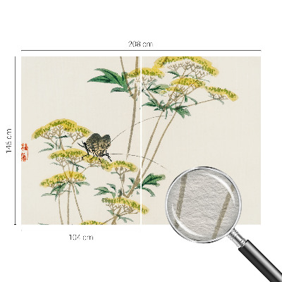 Dekorative Wand-Fototapete mit Blumenmotiv in natürlicher Optik