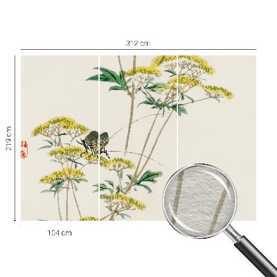 Dekorative Wand-Fototapete mit Blumenmotiv in natürlicher Optik