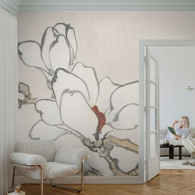 Fototapete mit zarten Magnolien als Motiv