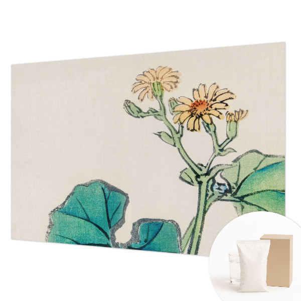 Wandtapete mit Motiv aus Blüten und Blättern
