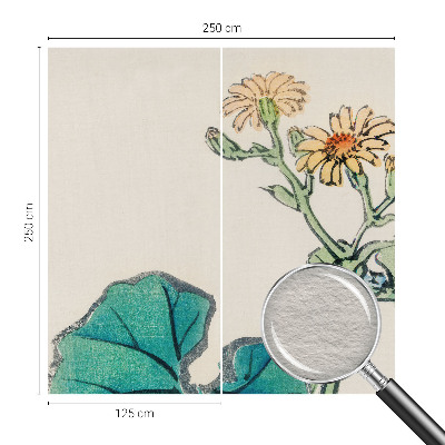 Wandtapete mit Motiv aus Blüten und Blättern