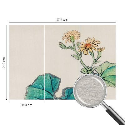 Wandtapete mit Motiv aus Blüten und Blättern