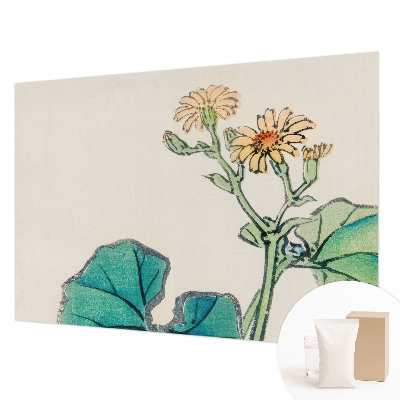 Wandtapete mit Motiv aus Blüten und Blättern