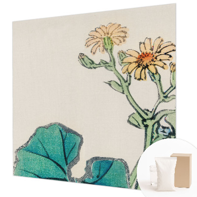 Wandtapete mit Motiv aus Blüten und Blättern