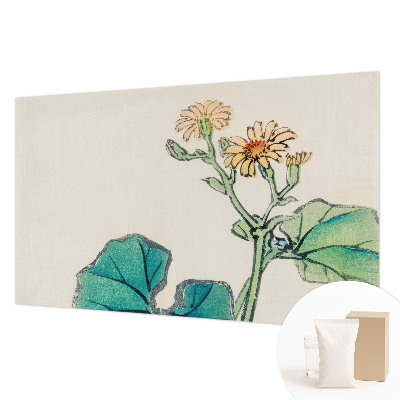 Wandtapete mit Motiv aus Blüten und Blättern