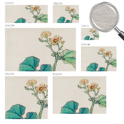 Wandtapete mit Motiv aus Blüten und Blättern