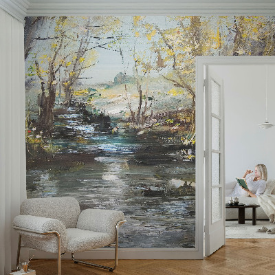 Fototapete fürs Schlafzimmer mit Motiv eines Waldbachs