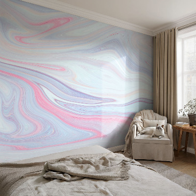 Vlies-Fototapete fürs Schlafzimmer mit pastellfarbenem Wirbelmotiv