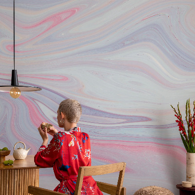 Vlies-Fototapete fürs Schlafzimmer mit pastellfarbenem Wirbelmotiv