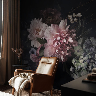 Vliestapete fürs Wohnzimmer mit Blumenmotiv
