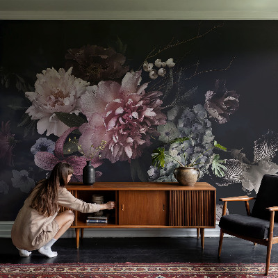 Vliestapete fürs Wohnzimmer mit Blumenmotiv