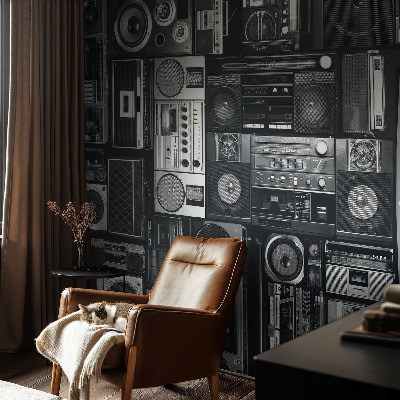 Fototapete fürs Wohnzimmer mit Retro-Radio-Motiv