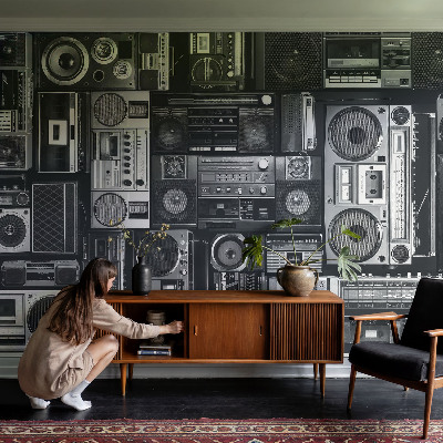 Fototapete fürs Wohnzimmer mit Retro-Radio-Motiv