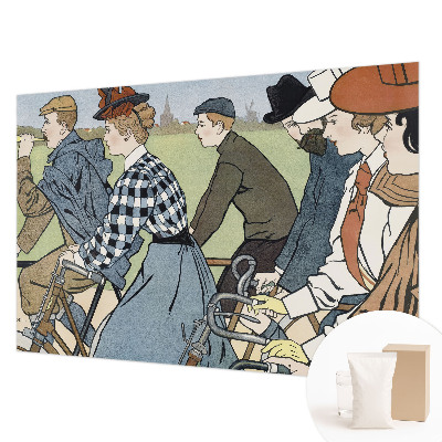 Wandtapete mit einem Vintage-Motiv eines Radfahrers