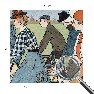 Wandtapete mit einem Vintage-Motiv eines Radfahrers