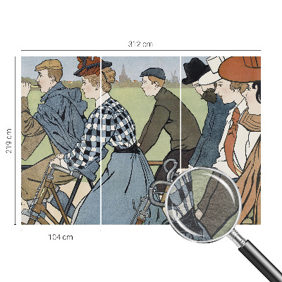 Wandtapete mit einem Vintage-Motiv eines Radfahrers