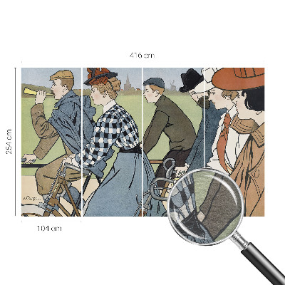 Wandtapete mit einem Vintage-Motiv eines Radfahrers