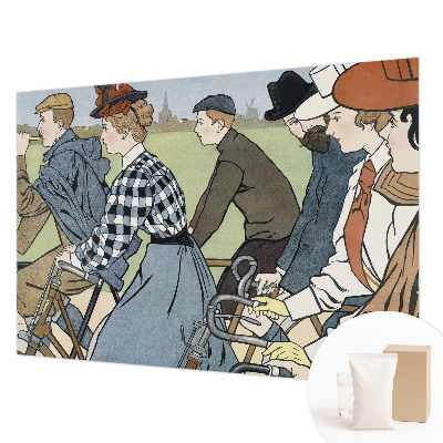 Wandtapete mit einem Vintage-Motiv eines Radfahrers