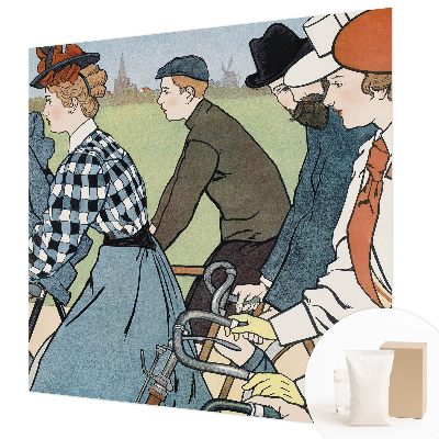 Wandtapete mit einem Vintage-Motiv eines Radfahrers