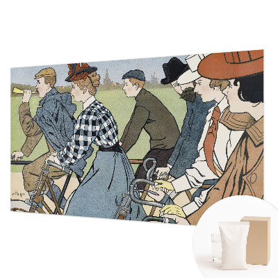 Wandtapete mit einem Vintage-Motiv eines Radfahrers