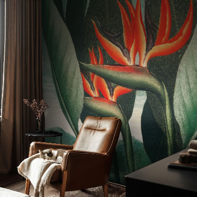 Vlies-Fototapete fürs Wohnzimmer mit exotischem Blumenmotiv
