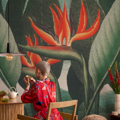 Vlies-Fototapete fürs Wohnzimmer mit exotischem Blumenmotiv