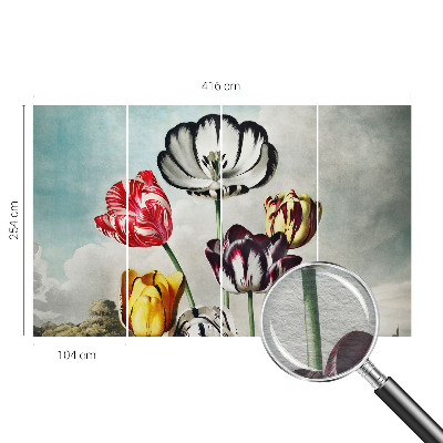 Fototapete aus Vlies mit bunten Tulpen als Motiv