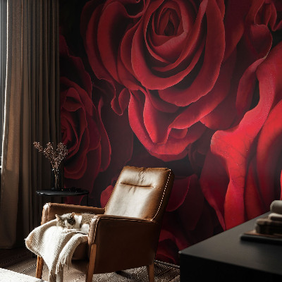 Fototapete fürs Wohnzimmer mit roten Rosen