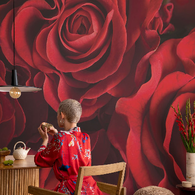 Fototapete fürs Wohnzimmer mit roten Rosen