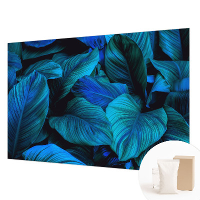 Fototapete aus Vlies mit blauem Blattmuster