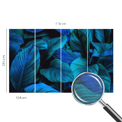 Fototapete aus Vlies mit blauem Blattmuster