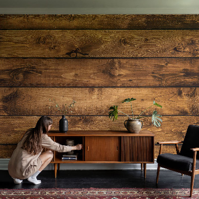 Fototapete fürs Wohnzimmer mit Motiv Holzbretter