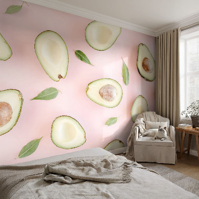 Vliestapete fürs Wohnzimmer mit Avocado-Motiv aus weichem Vliesmaterial