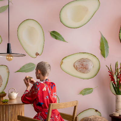Vliestapete fürs Wohnzimmer mit Avocado-Motiv aus weichem Vliesmaterial