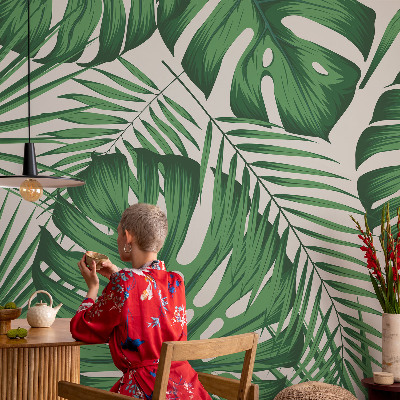 Vlies-Fototapete fürs Kinderzimmer mit tropischen Blättern als Motiv