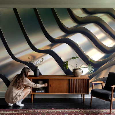 Vliestapete fürs Wohnzimmer Metallwellen